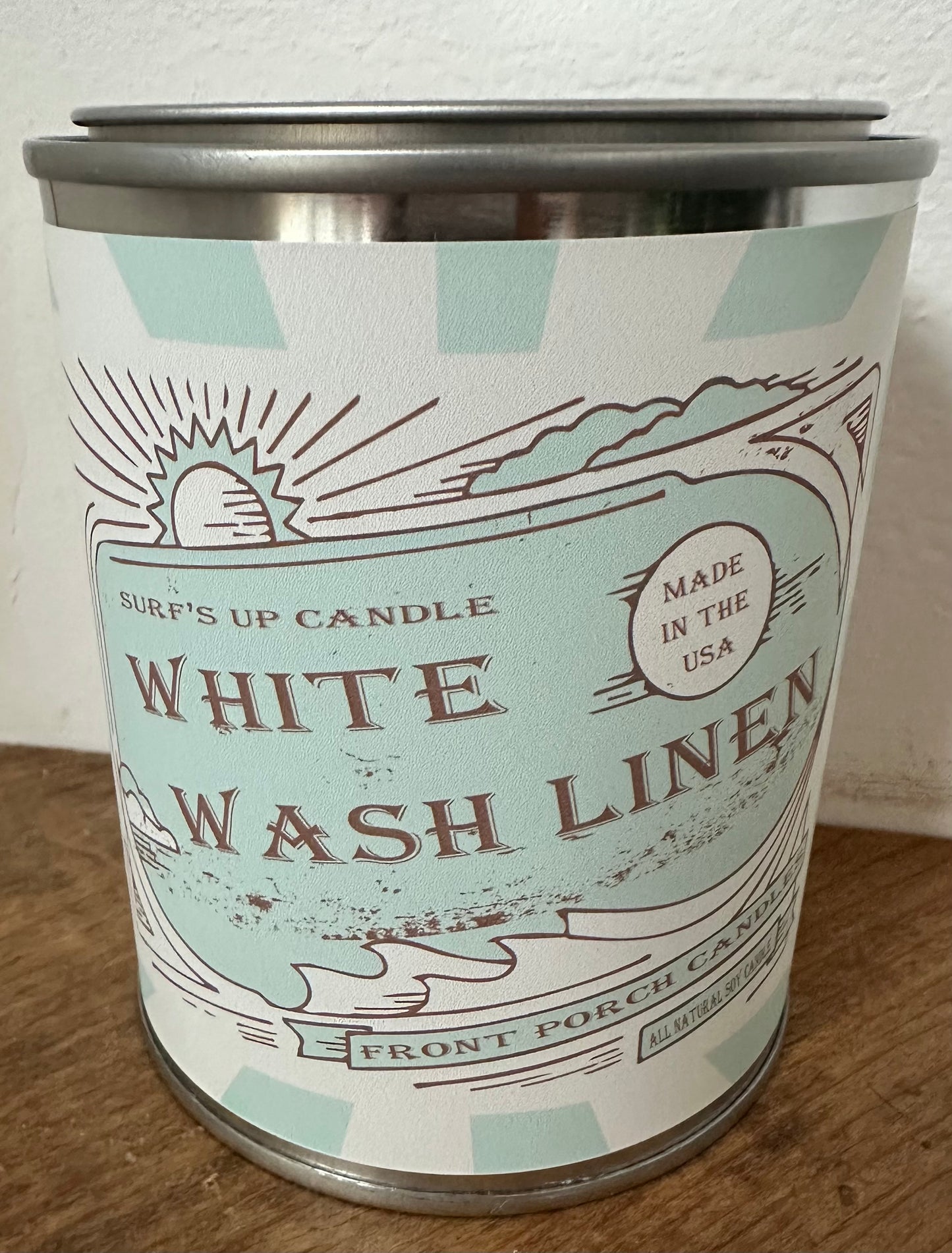 Vintage Surf Collection Pint Can Soy Candle - White Wash Linen